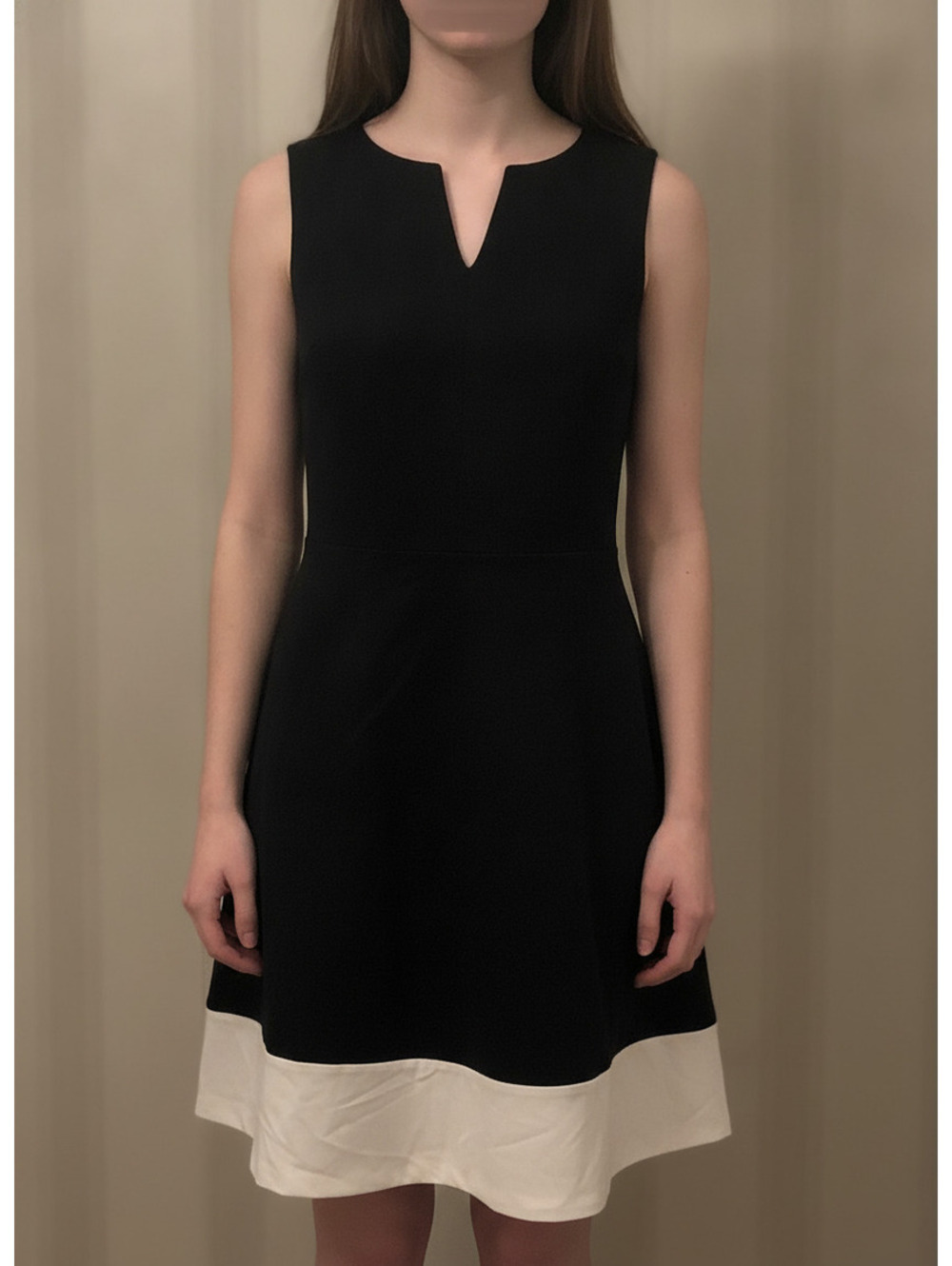 LIKE NEW | The Limited | Med | Sleeveless Black Fit & Flare Dress with Ivory Hem